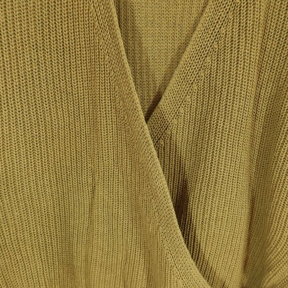 4/$25 FORVEVER 21 Size S Mustard Yellow Faux Wrap Chunky Knit Pullover Sweater - Picture 4 of 5